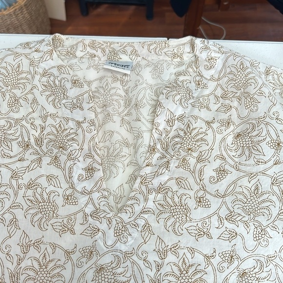 CP SHADES Sz M Vintage Tunic Top Ivory Floral Print Cotton - Picture 6 of 8